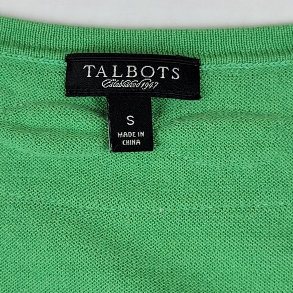 NWOT Talbots Silk Blend Cardigan Short Sleeve Sweater Green Small - Picture 8 of 10